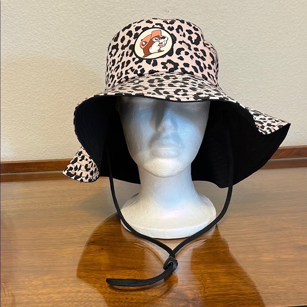 Leopard Print Women's Hat with Chin Strap